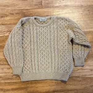 Harrods Vintage Irish Wool Cable Knit Sweater XL